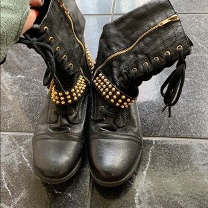 Steve Madden gold stud combat boots